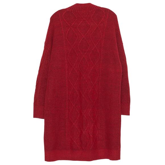 Loft Sweater Dress Cable Knit Turtleneck Dark Academia Cottage Preppy Red XL - Picture 2 of 8